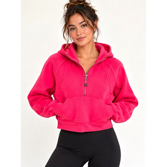 lululemon athletica Tops - Lululemon Scuba 1/2 Zip Fleece Pullover Hoodie Pink XS LW3DM4S.0